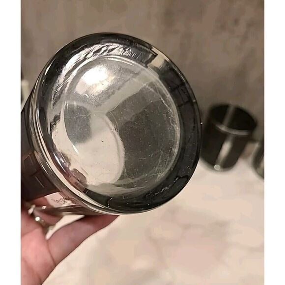 Georges Briard Double Old Fashion Glasses Art Deco Gray Geometric Design MCM (5) - Picture 15 of 16